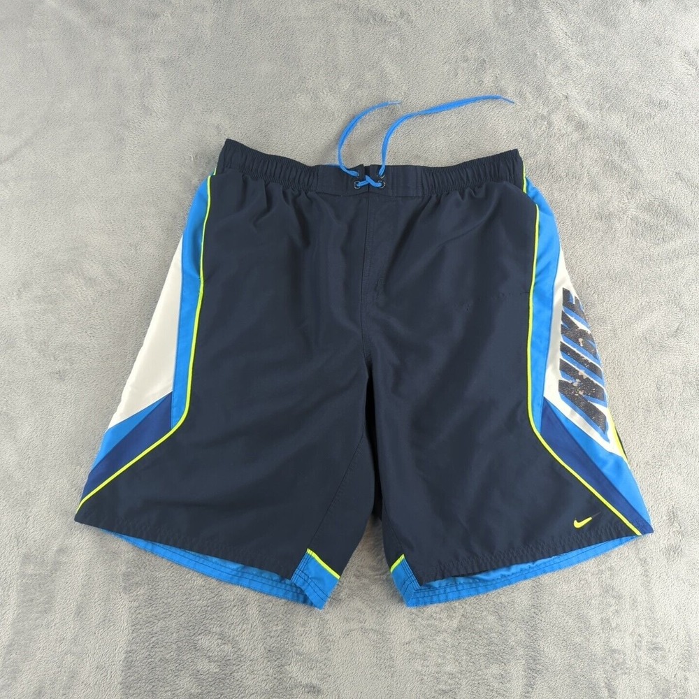VTG Nike Swim‎ Trunks Shorts Mens XL 32 Sailing Surf Mesh Lined Blue White